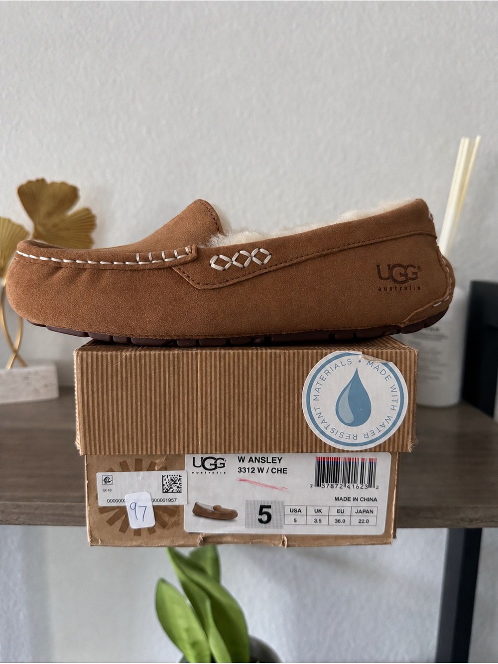 UGG Kids Ansley Chestnut Suede Moccasins